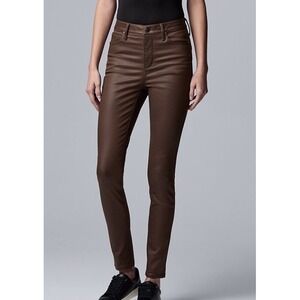 Simply VeraWang Denim HR Skinny Jeans Women sz 18 Power Stretch Brown Coated NEW